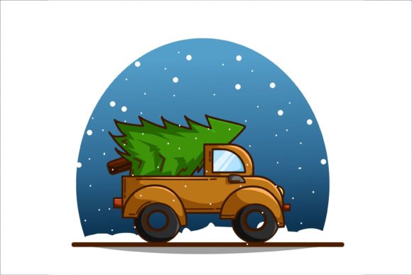 A Truck Carrying Fir Trees on Christmas Illustrations Review