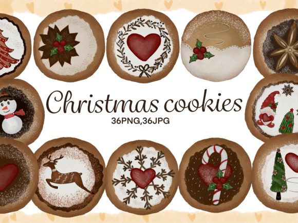 Christmas Cookies Watercolor Png,Jpg for Illustrations