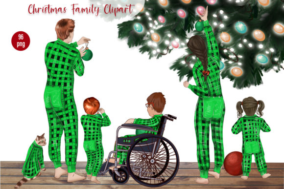 Christmas Family Clipart, Disability: Inclusive Illustrations