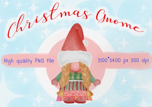 Christmas Fancy Gnome Girl: Premium Illustrations