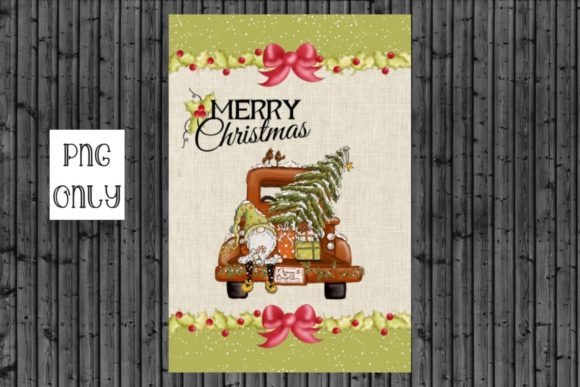 Christmas Gnome Truck Flag: Rustic Illustrations