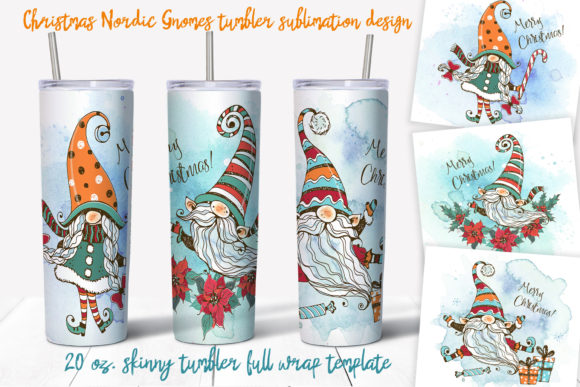 Christmas Gnomes Tumbler Sublimation: Festive Illustrations