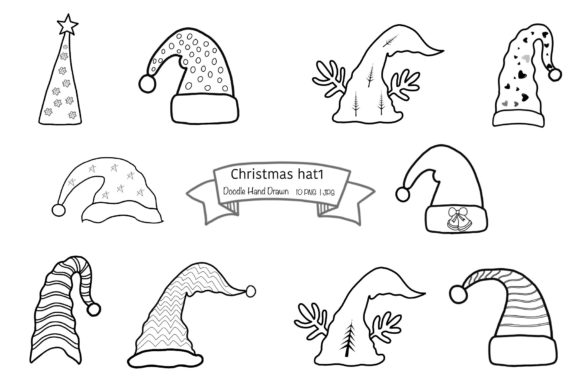Christmas Hat Set 1: Festive Illustrations for Brands