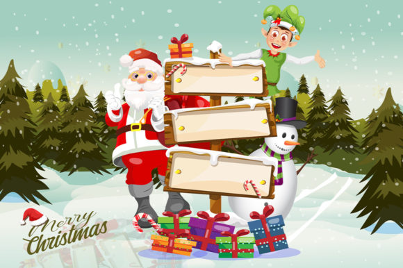 Christmas Santa Claus Snowman and Elf Illustrations Review