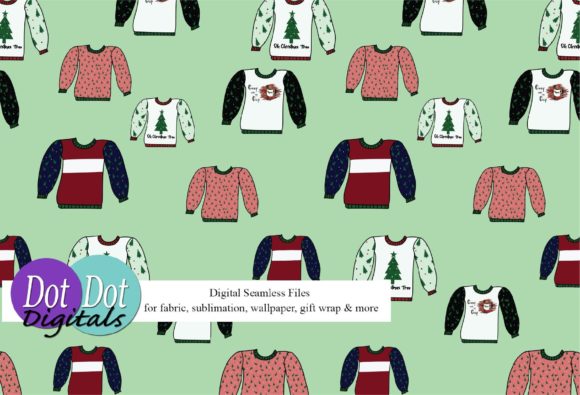 Christmas Sweater Seamless Repeat, Green Illustrations