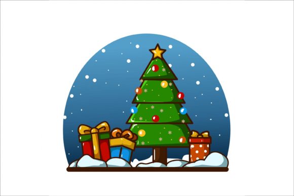 Christmas Tree with Some Gift: Festive Illustrations