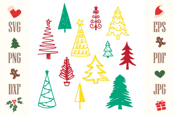 Christmas Trees Pattern Bundle: Premium Illustrations
