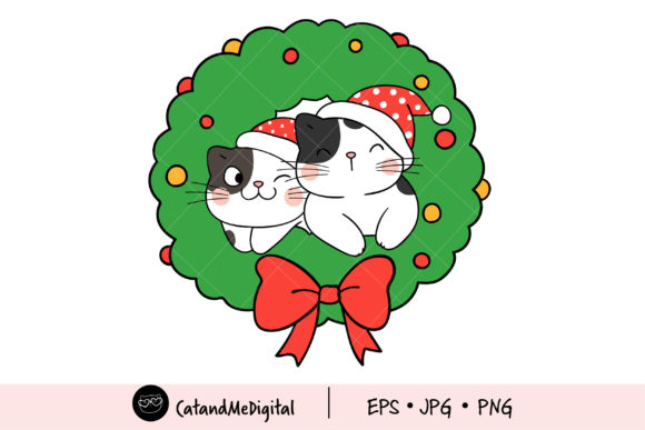 Christmas Wreath Cat Clipart: Festive Illustrations Review