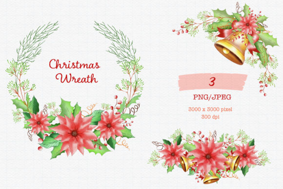 Christmas Wreath Watercolor Handdrawn Illustrations Review