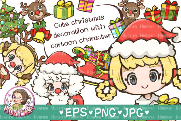 Cute Cartoon Christmas Decoration: Festive Illustrations