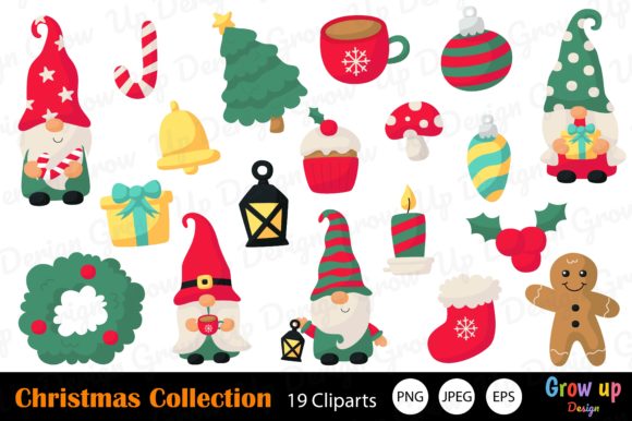Cute Christmas Gnomes Clipart Set: Festive Illustrations