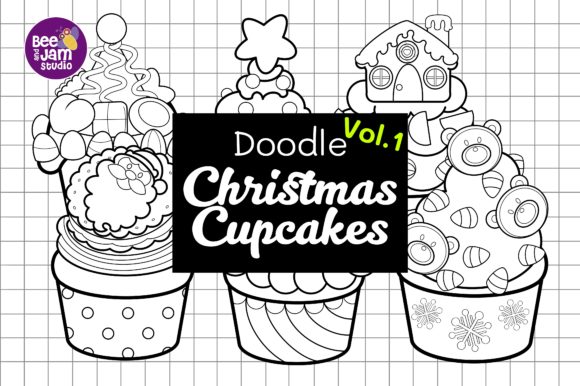 Doodle Christmas Cupcakes: Sweet Illustrations for Brands