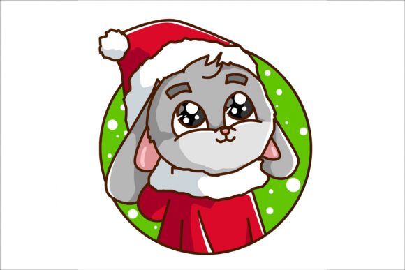 Gray Rabbit Christmas Costume: Festive Illustrations