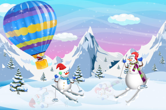 Hot Air Balloon Christmas Santa: Festive Illustrations