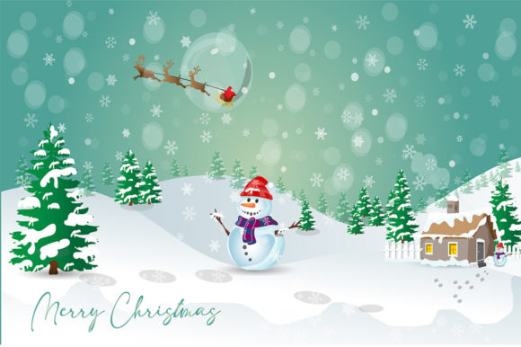 Merry Christmas Greeting Card Vector: Festive Illustrations