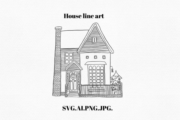Merry Christmas House Line Art: Elegant Illustrations