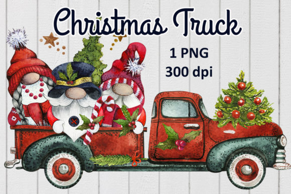 Merry Christmas Red Truck: Festive Illustrations