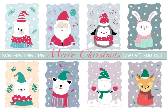 Merry Christmas with Cute Characters: Festive Illustrations