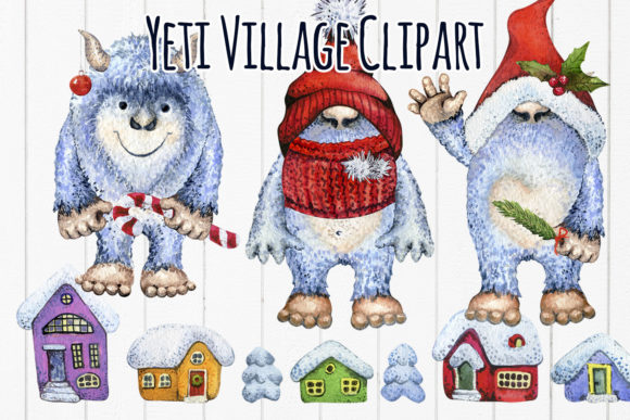 Merry Christmas Yeti Village: Festive Illustrations