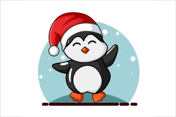 Penguin Simple Cartoon Christmas Theme Illustrations
