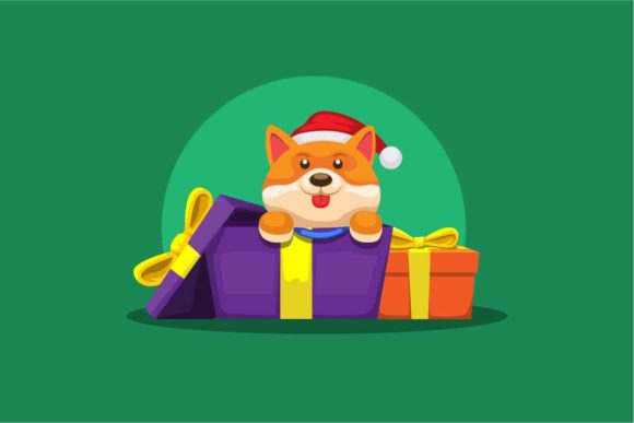 Puppy Gift Box Christmas Illustrations Review
