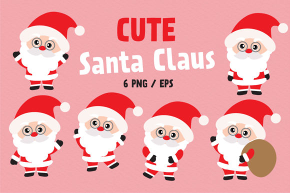 Santa Claus Cartoon Christmas Set: Fresh Illustrations