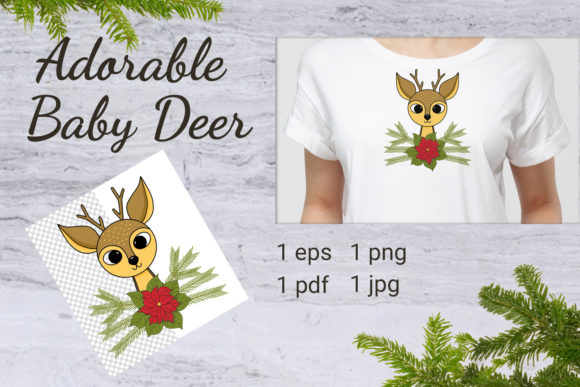 Sublimation Christmas Baby Deer: Festive Illustrations