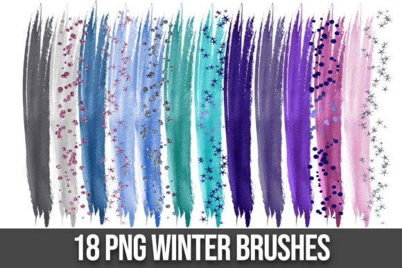 Winter Christmas Brush Strokes Clipart & Illustrations